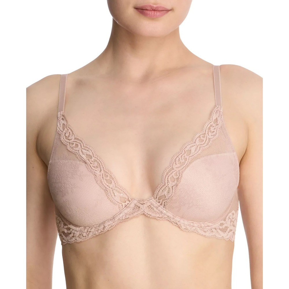 Natori Feathers Plunge T-Shirt Bra - Pink Size 34 DD 34DD NEW 730023